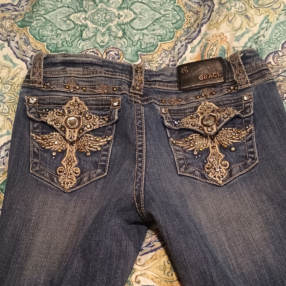 Grace Women's Jeans with Gold Embellishments